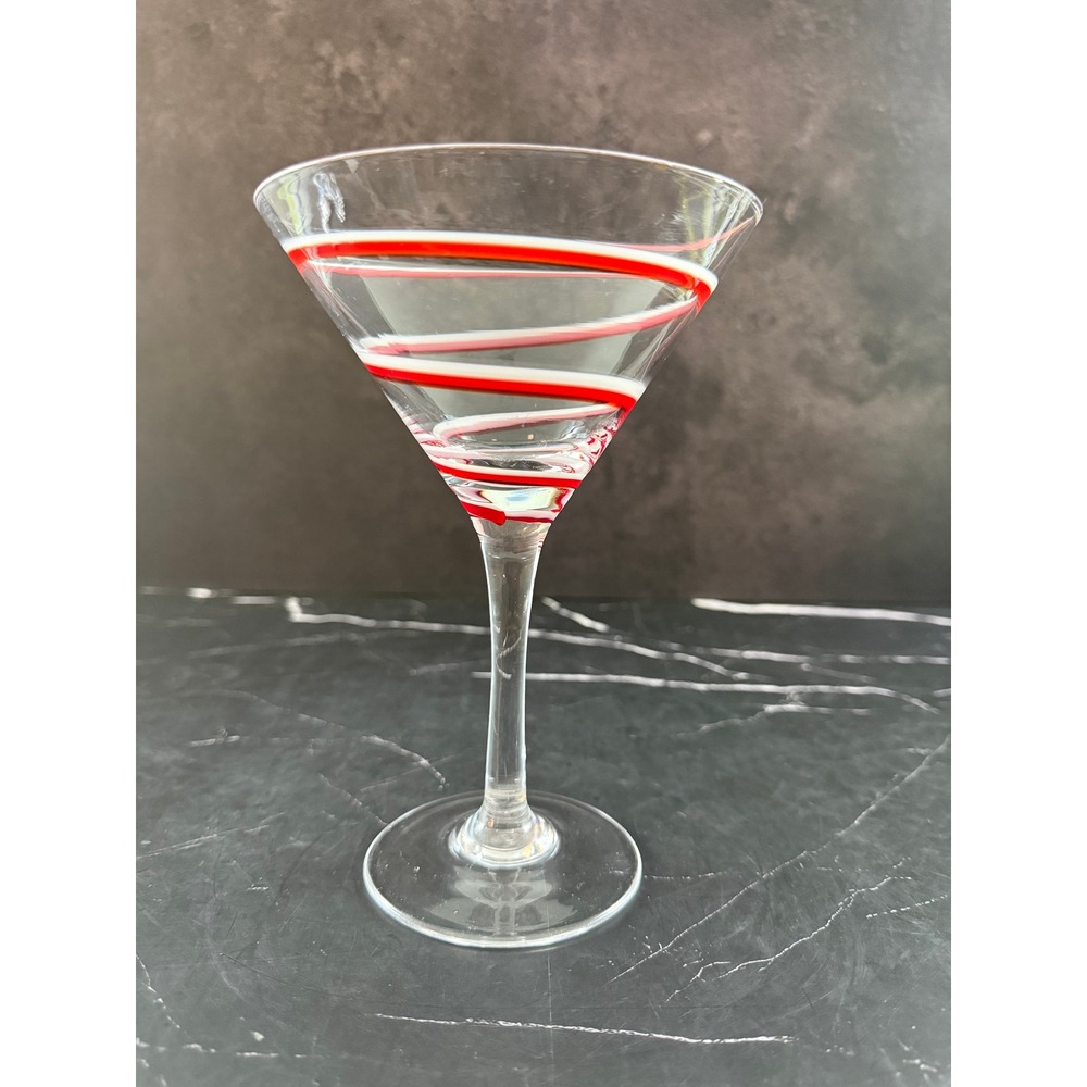 Vintage Pier 1 Swirline Red 7in Martini Glass MINT!
